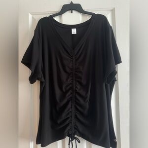 Livi by Lane Bryant Black Ruched V-Neck Blouse